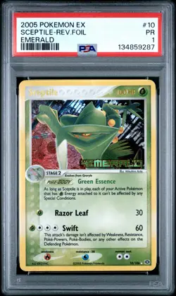 2005 POKEMON EX EMERALD #10 SCEPTILE-REVERSE FOIL PSA 1 - Image 1