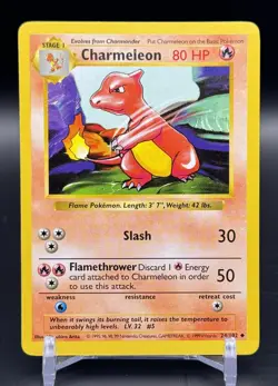 Pokemon TCG Charmeleon Base Set 24/102 Regular Shadowless Uncommon - Image 1