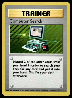 Pokemon TCG Base Set (Shadowless) #71/102 Computer Search (Research) LP+ - Image 1