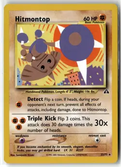 Hitmontop ⭐ 22/75 Rare Neo Discovery 2001 Pokemon LP - Image 1