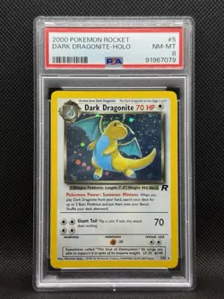 2000 Pokemon Team Rocket Dark Dragonite Holo #5 PSA 8 - WOTC Vintage - Image 1