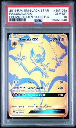 2019 POKEMON SM BLACK STAR PROMO #SM103A FULL ART/LUNALA GX PSA 10 - Image 1