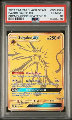2019 POKEMON SM BLACK STAR PROMO #SM104A FULL ART/SOLGALEO GX PSA 10 - Image 1
