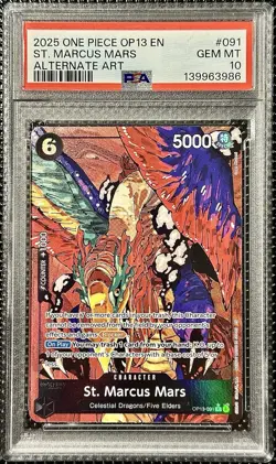 One Piece TCG St. Marcus Mars Alternate Art OP13-091 PSA 10 Carrying On His Will - Image 1