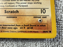 1999 Pokemon Fossil Set 1st Edition Kabuto Card 50/62 MP - Image 4