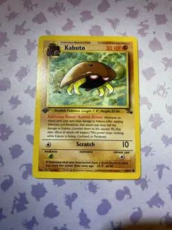 Kabuto 1st Edition Fossil Light Play LP Pokemon WOTC TCG Common Card #50/62 - Image 1