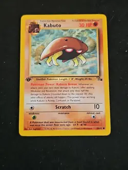 Pokemon TCG Kabuto Fossil 1st Edition Common Card 50/62 Regular LP/NM - Image 1