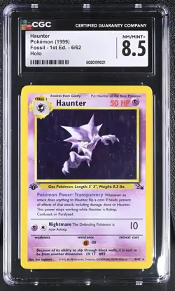CGC 8.5 Haunter 1999 Fossil 1st Edition 6/62 Holo Pokemon Card - Image 1