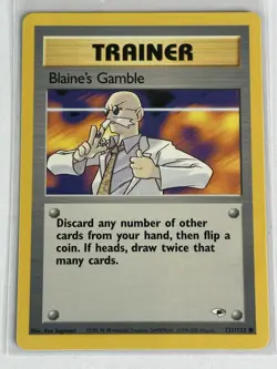 Blaine's Gamble 121/132 Gym Heroes Trainer Pokemon Card - Image 1