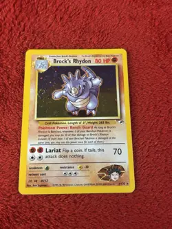 Brock's Rhydon 002/132 Gym Heroes Holo Wotc Pokemon Card Played - Image 1