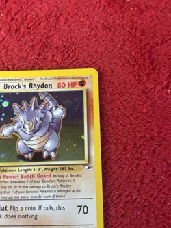 Brock's Rhydon 002/132 Gym Heroes Holo Wotc Pokemon Card Played - Image 2