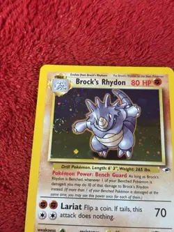 Brock's Rhydon 002/132 Gym Heroes Holo Wotc Pokemon Card Played - Image 3