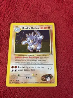 Brock's Rhydon 002/132 Gym Heroes Holo Wotc Pokemon Card Played - Image 5