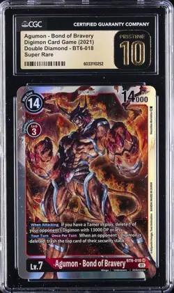 2021 DIGIMON CARD GAME #BT6-018 AGUMON - BOND OF BRAVERY CGC 10 PRISTINE - Image 1