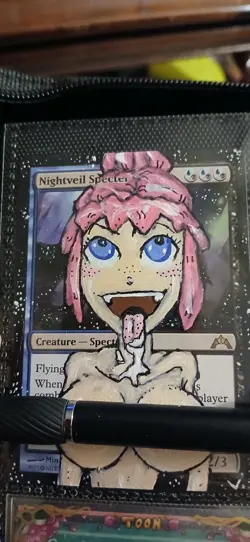 Mtg Hand Painted Altered Art Nightveil Specter Cute Anime Girl Alt Artwork - Image 1
