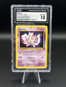 1999 Pokemon Mewtwo Black Star Promo Mewtwo Strikes Back CGC 10 - Image 1