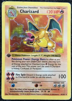 1st Edition Shadowless Charizard Base Set 4/102 Holo 1999 Pokemon - Image 1