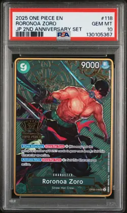 2025 ONE PIECE JPN 2ND ANV SET #118 RORONOA ZORO PSA 10 - Image 1
