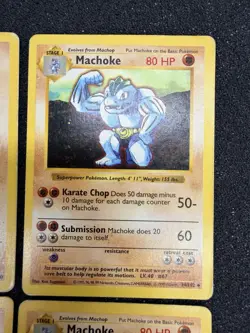 2x Machop 52/102 2x Machoke 34/102 Base Set Shadowless 1999 Vintage Pokemon Card - Image 3