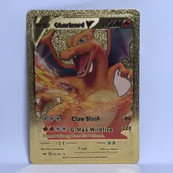 Pokemon Charizard V Gold Foil Fan Art Textured Card HP 220 - Image 1