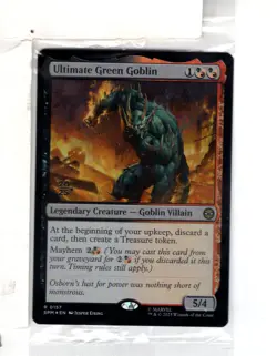 MTG SkeenAB Ultimate Green Goblin PRERELEASE PROMO FOIL from SPM. NM. - Image 1