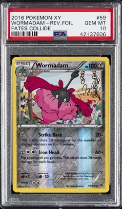 2016 POKEMON XY FATES COLLIDE #59 WORMADAM-REVERSE FOIL PSA 10 - Image 1