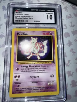CGC GEM MINT 10 Mewtwo 1999 Black Star Promos 3 Pokemon TCG Mewtwo Strikes Back - Image 1