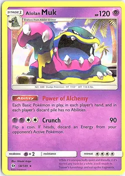 Alolan Muk Holo Rare SM Base Set 58/149 LP Pokemon - Image 1