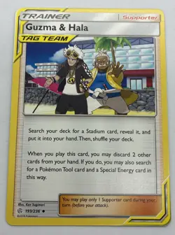 Pokemon TCG Cosmic Eclipse Guzma & Hala 193/236 Non Holo NM/M - Image 1