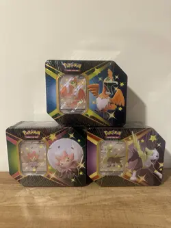 Pokemon TCG Shining Fates Eldegoss, Boltund, & Cramorant Tins *SEALED SET OF 3* - Image 1