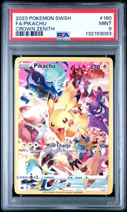 2023 POKEMON SWORD & SHIELD CROWN ZENITH #160 FULL ART/PIKACHU PSA 9 - Image 1