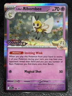 Lillie's Ribombee SVP 183 - Pokemon TCG: Journey Together Prerelease Stamped LP - Image 1