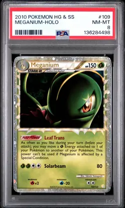 2010 POKEMON HEARTGOLD & SOULSILVER #109 MEGANIUM-HOLO PSA 8 - Image 1