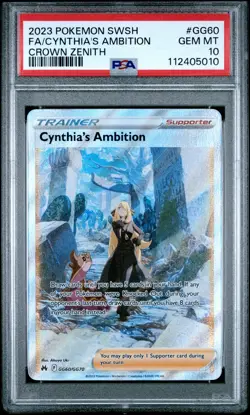 2023 POKEMON SWORD & SHIELD CROWN ZENITH FULL ART/CYNTHIA'S AMBITION PSA 10 - Image 1