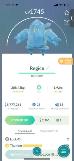 Pokemon Go Legendary regice ( Normal ) ( Reduced) - Image 1