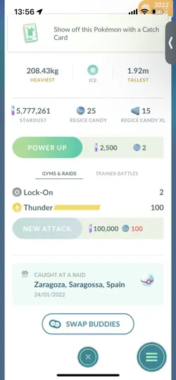 Pokemon Go Legendary regice ( Normal ) ( Reduced) - Image 2