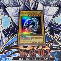 2002 Yugioh SDK-001 Blue-Eyes White Dragon Ultra Rare 1st Edition LP - Image 1