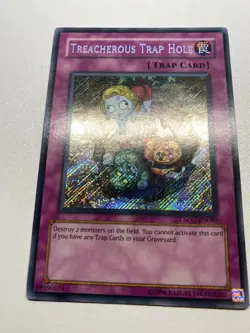 YuGiOh Secret Rare Treacherous Trap Hole Unlimited CSOC-EN089 LP - Image 1