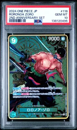 2024 ONE PIECE OP06-118 JAPANESE 2ND ANNIVERSARY SET RORONOA ZORO JP PSA 10 - Image 4