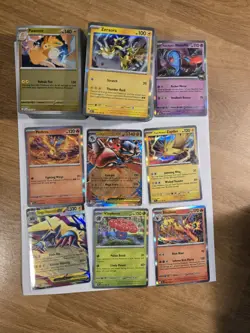 HUGE POKEMON CARD LOT 🔥 200+ Cards Shiny Rares Dice Card Savers Medallions - Image 1