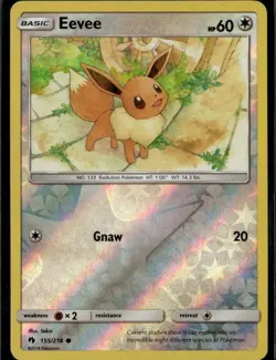 Eevee Common SM - Lost Thunder 155/214 Colorless Reverse Holo Pokemon Card - Image 1