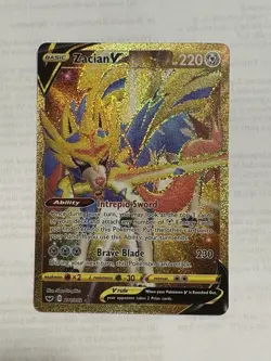 Zacian V 211/202 Sword & Shield Gold Secret Rare Holo Pokemon Card NM SWSH - Image 1
