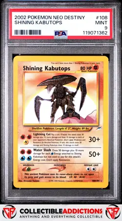 2002 Pokemon Neo Destiny #108 Shining Kabutops PSA 9 - Image 1