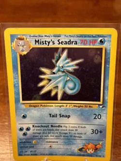 Pokemon TCG Misty's Seadra Holo Rare Gym Heroes 9/132 - Image 3