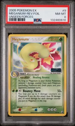 2005 Pokemon Ex Unseen Forces #9 Meganium-Rev.Foil Unseen Forces PSA 8 - Image 1