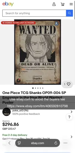 One Piece TCG Shanks OP09-004 SP Emperors in the New World Wanted Poster - Image 2