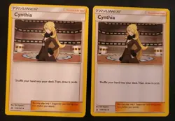 2x Cynthia 119/156 Trainer Pokemon TCG Card Ultra Prism Near Mint See Pics - Image 1