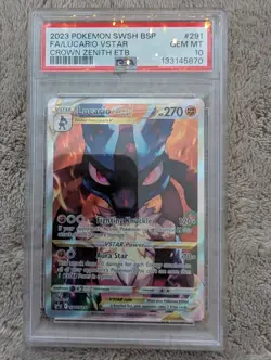 Pokemon 2023 Crown Zenith PSA 10 ETB Promo Lucario VSTAR TCG Card SWSH291 - Image 1