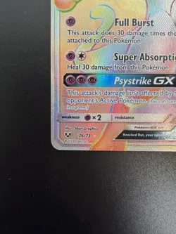 Pokemon Mewtwo GX Full Art Rainbow Secret Rare Card Shining Legends NM - Image 3