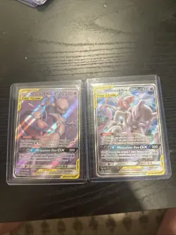 Pokemon TCG Mewtwo & Mew GX Black Star Promo Full Art Tag Team Holo Card - Image 1